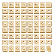 200Pcs Brass Beads, Long-Lasting Plated, Square, Golden, 3.5x3.5x1mm, Hole: 1mm(KK-GO0001-75)