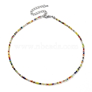 Glass Beaded Necklace, with Alloy Clasps, Colorful, 16.10 inch(40.9cm)(NJEW-Z029-05I)