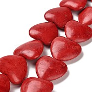 Synthetic Howlite Beads Strands, Dyed, Heart, FireBrick, 23.5x24.5x8.5mm, Hole: 1.2mm, about 64pcs/500g(TURQ-F018-08)