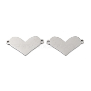 Non-Tarnish 201 Stainless Steel Connector Charms, Valentine's Day Heart Links, Stainless Steel Color, 12x23x1mm, Hole: 1.4mm(STAS-A090-18P)