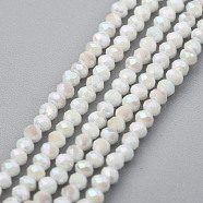 Electroplate Glass Beads Strands, AB Color Plated, Faceted, Abacus, White, 2x1.5~1.6mm, Hole: 0.8mm, about 235 pcs/Strand, 14.17 inch(36cm)(GLAA-F079-A-AB02)