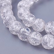 Crackle Glass Bead Strands, Round, Clear, 8mm, Hole: 1mm, about 47~48pcs/strand, 14.56 inch~15.15 inch(37~38.5cm)(X-CCG-E002-8mm-07)