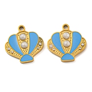 316 Surgical Stainless Steel Charms, with Enamel, Shell Charm, Golden, 14x14x2mm, Hole: 1.5mm(STAS-G325-21G)