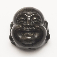 Natural Golden Sheen Obsidian Pendants, Buddha Head, 20x19x12.5mm, Hole: 1.5mm(G-G660-09)