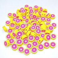 Handmade Polymer Clay Beads Accessories, Heishi Beads, for Jewelry Making, Grapefruit Slice, Orchid, 10x5mm(CLAY-TAC0001-09)