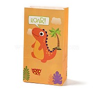 Kraft Paper Bags, No Handle, Wrapped Treat Bag for Birthdays, Baby Showers, Rectangle with Dinosaur Pattern, Dark Orange, 24x13x8.1cm(CARB-D012-03D)