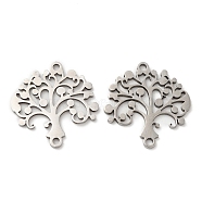 201 Stainless Steel Connector Charms, Tree of Life Link, Stainless Steel Color, 19.5x18.5x0.8mm, Hole: 1.4mm(STAS-Q245-14P)