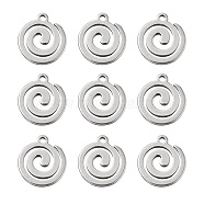 304 Stainless Steel Charms, Vortex, Stainless Steel Color, 10.5x10x1mm, Hole: 1mm(STAS-CJC0008-07P)