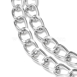 Aluminium Twisted Curb Chains, Unwelded, Faceted, Silver, 10x6.5x1.8mm(CHA-YW0001-07S)