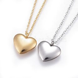 304 Stainless Steel Pendant Necklaces, with Cable Chains, Heart, Mixed Color, 17.7 inch(45cm), Pendant: 15x15.5x4mm(NJEW-E141-43)