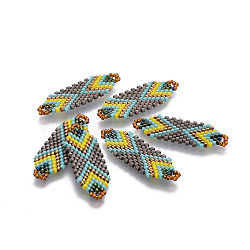 MIYUKI & TOHO Handmade Japanese Seed Beads Links, Loom Pattern, Colorful, 35~36.5x12.5x2mm, Hole: 2x3mm(SEED-A027-D06)