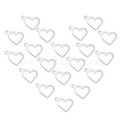 304 Stainless Steel Open Pendants, Heart, Stainless Steel Color, 10x14x0.8mm, Hole: 1.4mm, 200pcs/box(STAS-UN0046-76)
