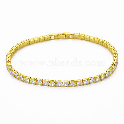 Clear Cubic Zirconia Tennis Bracelet, Brass Cubic Zirconia Link Chain Bracelet for Women, Cadmium Free & Nickel Free & Lead Free, Light Gold, Inner Diameter: 2-1/4 inch(5.8cm)(BJEW-N241-001A-01LG-NR)