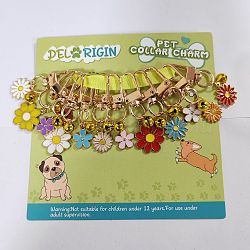12Pcs Alloy Enamel Flower Pendant Decorations, Swivel Clasps Charms, Clip-on Charms, for Pet Ornament, Mixed Color, 50~55mm(HJEW-PH01649)