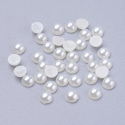 4MM Half Round Acrylic Cabochons Nail Art Gem Decorations, Imitated Pearl Style, Creamy White, Size: about 4mm in diameter, 2mm thick(X-OACR-H001-3)