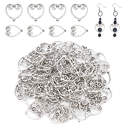 100Pcs Tibetan Style Alloy Bead Frames, Heart, Antique Silver, 20x20x3mm, Hole: 1mm(TIBEB-NB0001-30)