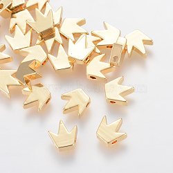 Brass Beads for Jewelry Craft Making, Nickel Free, Real 18K Gold Plated, Crown, 8x8x3mm, Hole: 1.5mm(KK-T014-12G)