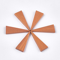 Painted Wood Pendants, Triangle, Coral, 39.5x14x4mm, Hole: 1mm(WOOD-T021-12I)