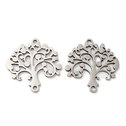 Non-Tarnish 201 Stainless Steel Connector Charms, Tree of Life Link, Stainless Steel Color, 19.5x18.5x0.8mm, Hole: 1.4mm(STAS-Q245-14P)