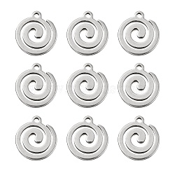 304 Stainless Steel Charms, Vortex, Stainless Steel Color, 10.5x10x1mm, Hole: 1mm(STAS-CJC0008-07P)