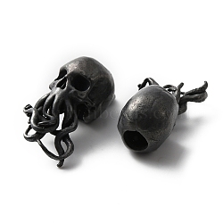 Brass European Beads, Large Hole Beads, Skull Octopus, Gunmetal, 28x14.5x15.5mm, Hole: 6mm(KK-WH0031-17B)