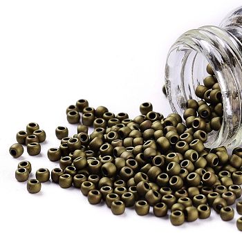 TOHO Round Seed Beads, Japanese Seed Beads, (223F) Opaque Frosted Antique Bronze, 11/0, 2.2mm, Hole: 0.8mm, about 5555pcs/50g