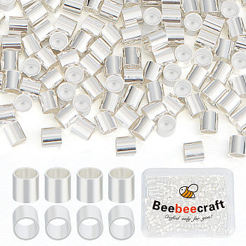 Brass Spacer Beads, Tube/Column, 925 Sterling Silver Plated, 2.5x2.5mm, Hole: 2mm, 400pcs