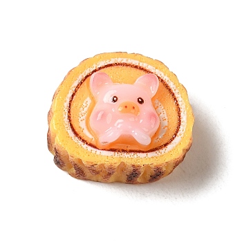 Cute Pig Theme Resin Imitation Food Decoden Cabochons, Cake Rolls, Food, 18x21x13mm