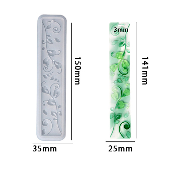 DIY Bookmark Food Grade Silicone Molds, Decoration Making, Resin Casting Molds, For UV Resin, Epoxy Resin Jewelry Making, Leaf Pattern, 150x35x6mm