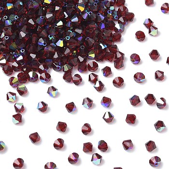 Preciosa&reg Crystal Beads, Czech Crystal, Bicone(451 69 302 Rondelle), 90091 200 Vivid Siam AB, 4mm, Hole: 0.8mm
