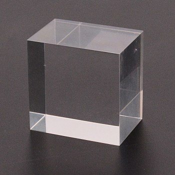 Acrylic Jewelry Display Bases, Cuboid, Clear, 4.5x4.5x3cm