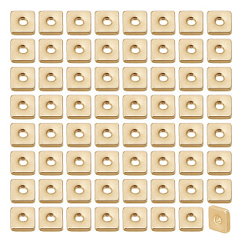 200Pcs Brass Beads, Long-Lasting Plated, Square, Golden, 3.5x3.5x1mm, Hole: 1mm