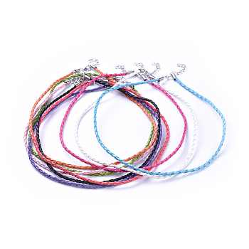 Mixed Color Imitation Leather Necklace Cords, with Iron Lobster Clasps and Iron Chains, 16.5 inch