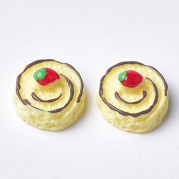 Resin Cabochons, Cake, Yellow, 13~14x7~8mm