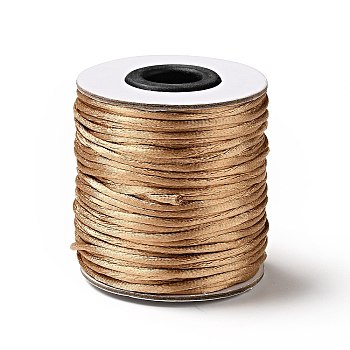 Nylon Rattail Satin Cord, Beading String, for Chinese Knotting, Jewelry Making, Pale Goldenrod, 2mm, about 50yards/roll(150 feet/roll)
