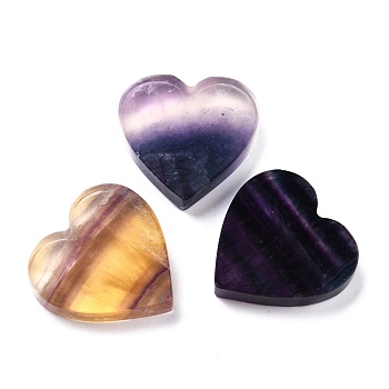 Natural Fluorite Heart Palm Stone, Pocket Stone for Energy Balancing Meditation, 29x29x6~6.5mm