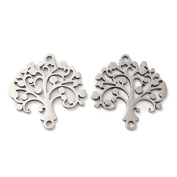 201 Stainless Steel Connector Charms, Tree of Life Link, Stainless Steel Color, 19.5x18.5x0.8mm, Hole: 1.4mm