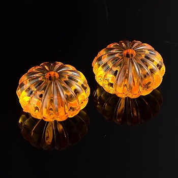 Autumn Theme Transparent Acrylic Beads, Pumpkin, Gold, 14x9.4mm, Hole: 2mm, about 620pcs/500g