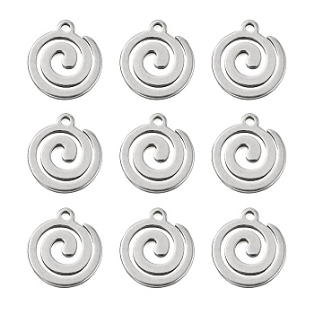 304 Stainless Steel Charms, Vortex, Stainless Steel Color, 10.5x10x1mm, Hole: 1mm