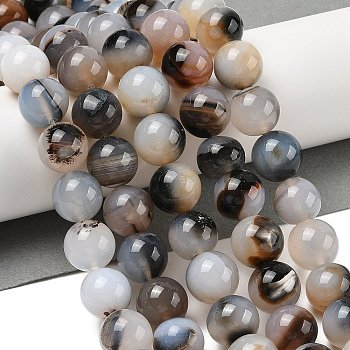 Natural Dendritic Agate Beads Strands, Round, 14mm, Hole: 0.8mm, about 28pcs/strand, 15.35''(39cm)