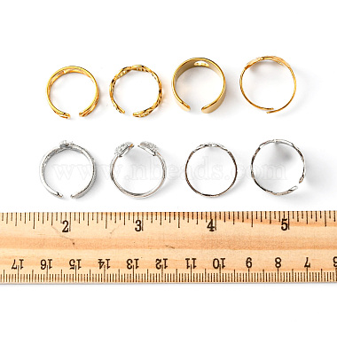 8Pcs 8 Style Triangle & Heart & Butterfly & Wave 201 & 304 Stainless Steel Open Cuff Rings Set for Men Women(RJEW-FS0001-03)-6