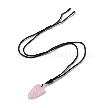 Ожерелье с подвеской в виде матросского узла из натурального розового кварца и нейлоновым шнуром для женщин(NJEW-E091-02E)-2