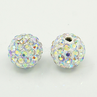 10mm Azure Round Polymer Clay + Glass Rhinestone Beads