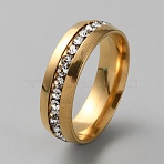 Stainless Steel Finger Ring with Crystal Rhinestone, Golden, US Size 7 3/4(17.9mm)(RJEW-WH0002-19G)