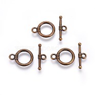 CCB Plastic Ring Toggle Clasps, Antique Bronze, Ring: 19x15x2mm, Hole: 3mm, Bar: 22x2mm, Hole: 2.5mm(CCB-J027-77AB)