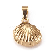 304 Stainless Steel Pendants, Scallop Shape, Golden, 20x19x4mm, Hole: 9x3mm(STAS-N096-08G)