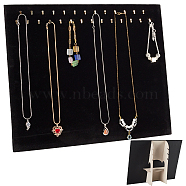 28 Golden Hooks Velvet Necklace Display Board, Rectangle Jewelry Display Organizer Holder for Necklace Storage, Black, 37.4x30.4x0.6cm(NDIS-WH0016-02)