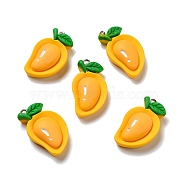 Opaque Resin Pendants, with Platinum Tone Iron Loops, Imitation Fruit, Mango, Orange, 29.5x17x8mm, Hole: 2mm(RESI-D055-057P)