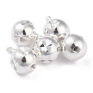 Brass Beads, Long-Lasting Plated, Round, 925 Sterling Silver Plated, 12.5x9.5~10mm, Hole: 1.4mm(KK-O133-15E-S)