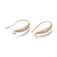 Brass Micro Pave Clear Cubic Zirconia Earring Hooks, with Horizontal Loop, Long-Lasting Plated
, Real 14K Gold Plated, 18.5mm, Hole: 1.5mm, 21 Gauge, Pin: 0.7mm(KK-H102-03G)